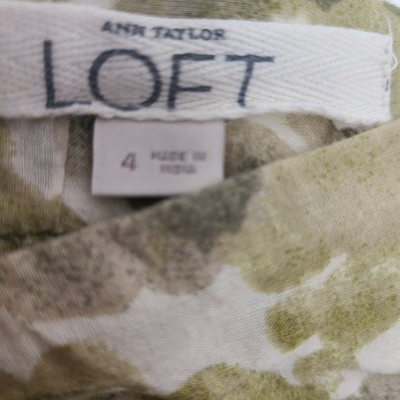 ANN TAYLOR LOFT Green Circles 100% Cotton Side Zip Skirt Womens Size 4 - Picture 2 of 6